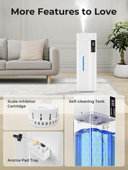 13L/3.43Gal Humidifier Large Room, 800ft² Coverage, 100H Runtime, Auto Humidity Control, Top Fill, Humidifiers for Bedroom, 35dB Quiet, Sleep Mode, Aroma Diffuser, 24H Timer, Auto Shut-off Protection
