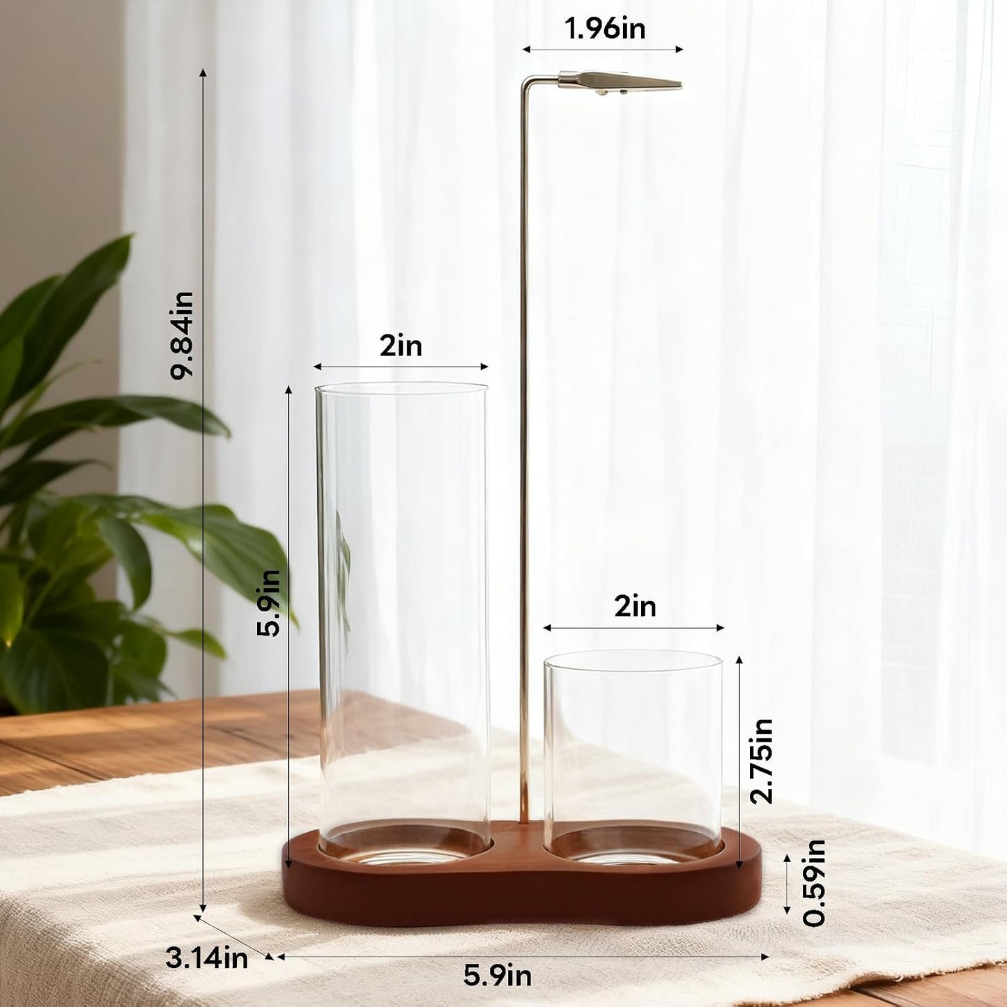 Incense Holder, 2 in 1 Incense Sticks Burner with Glass Ash Catcher & Stick Storage, Meditation Yoga Spa Gifts for Women, House Warming Gifts New Home Wooden Aesthetic Room Decor, Rustic Brown
