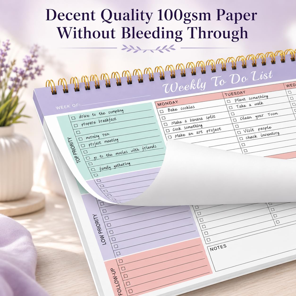 Weekly To Do List Notepad with 52 Undated Sheets（8.5"×11"）- Weekly Desk Planner Pad with Spiral Binding for Women & Man, Office, School and Home Personal Organizer