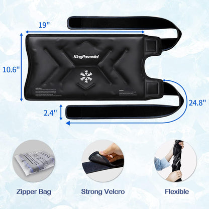 KingPavonini XXL Knee Ice Pack Wrap Around Entire Knee After Surgery, Large Reusable Gel Ice Pack for Injuries, Pain Relief, Swelling, Sports Injuries, 1 Pack (Blue)