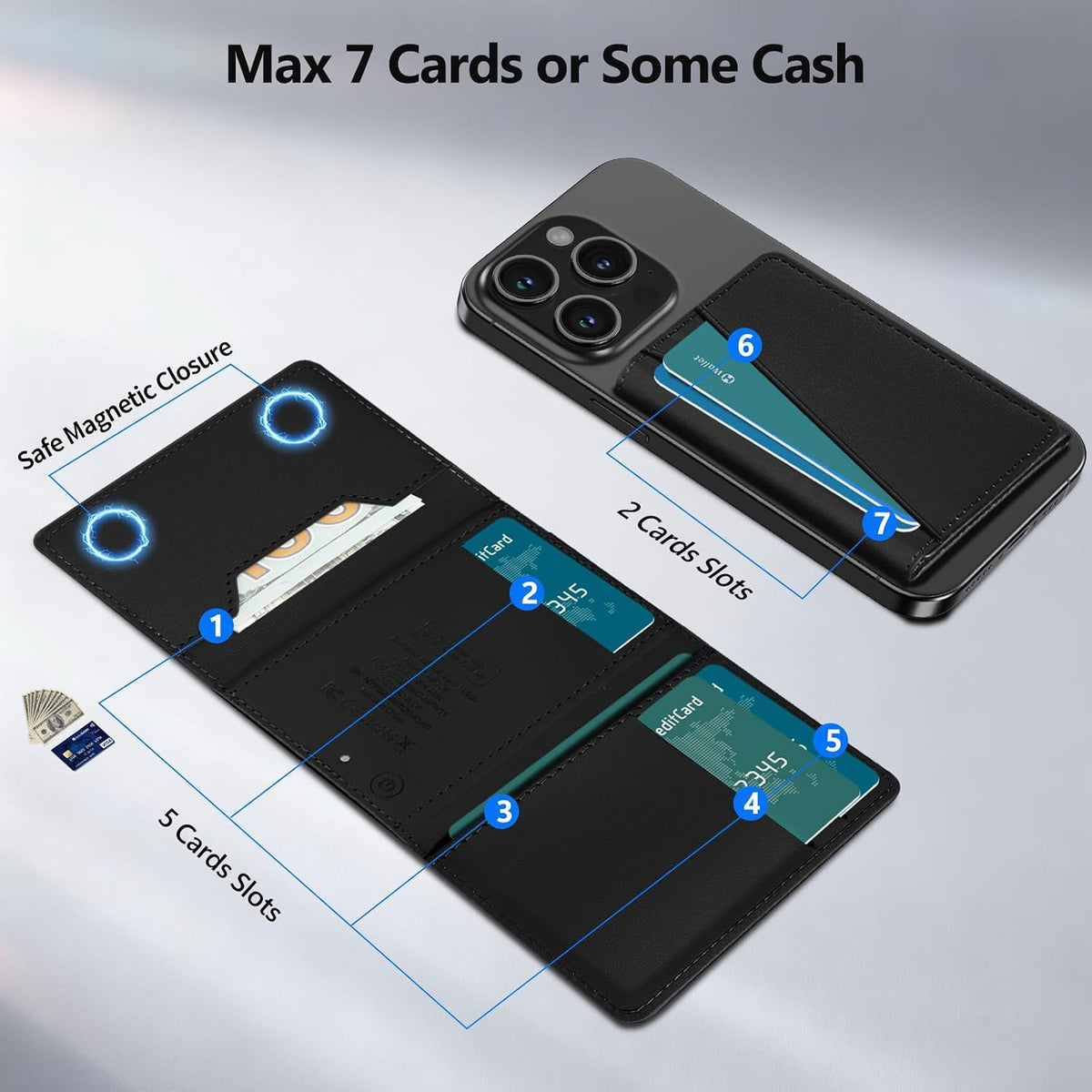for Magsafe Wallet Work with Apple Find My, Strongest Magnetic Phone Wallet