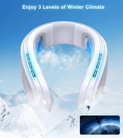 Neck Air Conditioner with 2 Icy Cooling Plates, Portable Neck Fans Blow Cold Air Rechargeable, Wearable Bladeless Fan Personal AC Dual Turbo,LED Screen Summer Gifts for Travel Beach Golf Office Women
