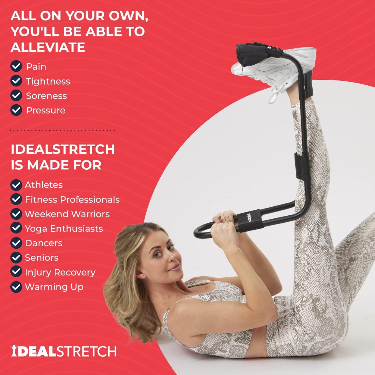 IdealStretch - Leg Stretcher - Hamstring Stretcher - Hip Stretcher - Lower Back Stretcher, & Calf Stretcher - Stretching Equipment - Original Patented - Harmstring Recovery