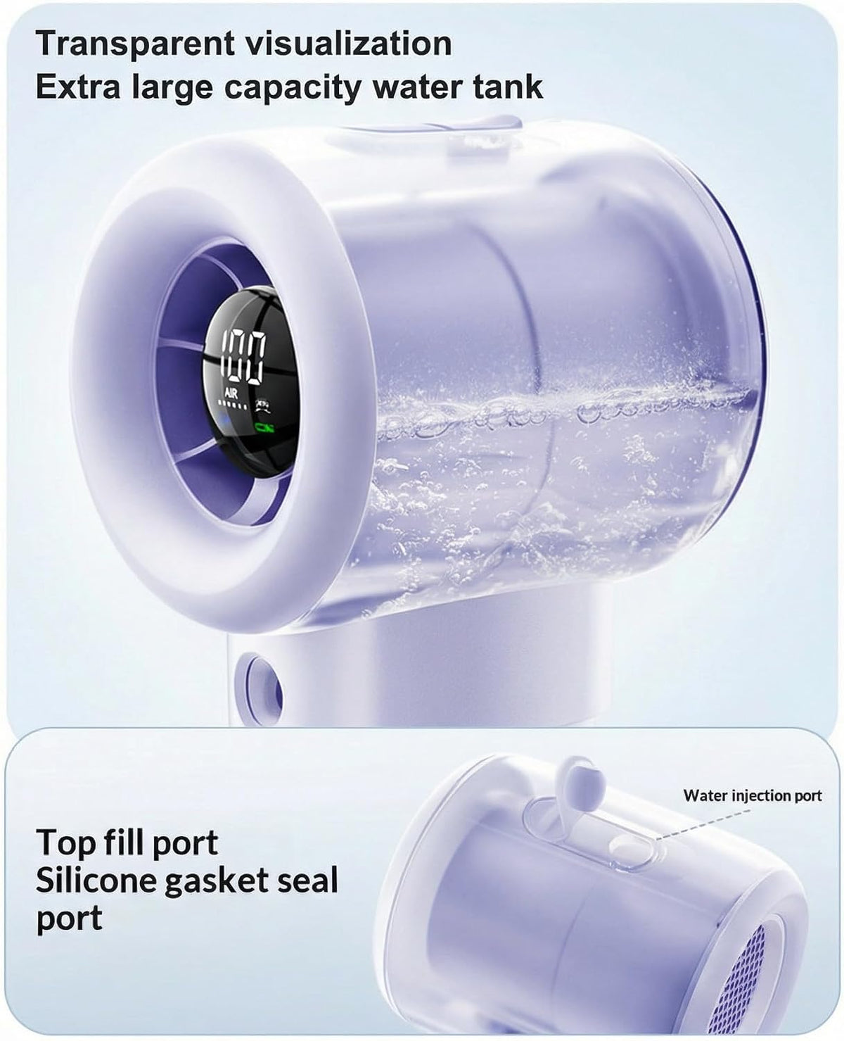 Handheld Turbo Misting Fan with LED Display & Safety Lock