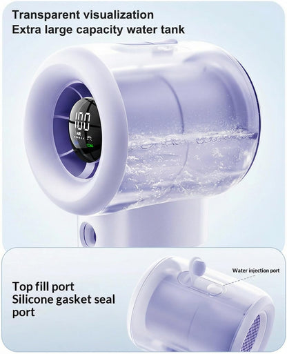 Handheld Turbo Misting Fan with LED Display & Safety Lock