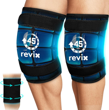 REVIX XXXL Knee Ice Pack Wrap Around Entire Knee, 45-Minute Long-Lasting Ice Pack for Knees with Ice Grid Gel Design, Cold Compress Therapy for Meniscus Tear, ACL (20"×10.7")