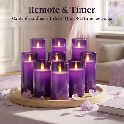 Homemory Gray Flickering Flameless Candles, Battery Operated Acrylic LED Pillar Candles with Remote Control and Timer, Halloween Decor, Set of 5