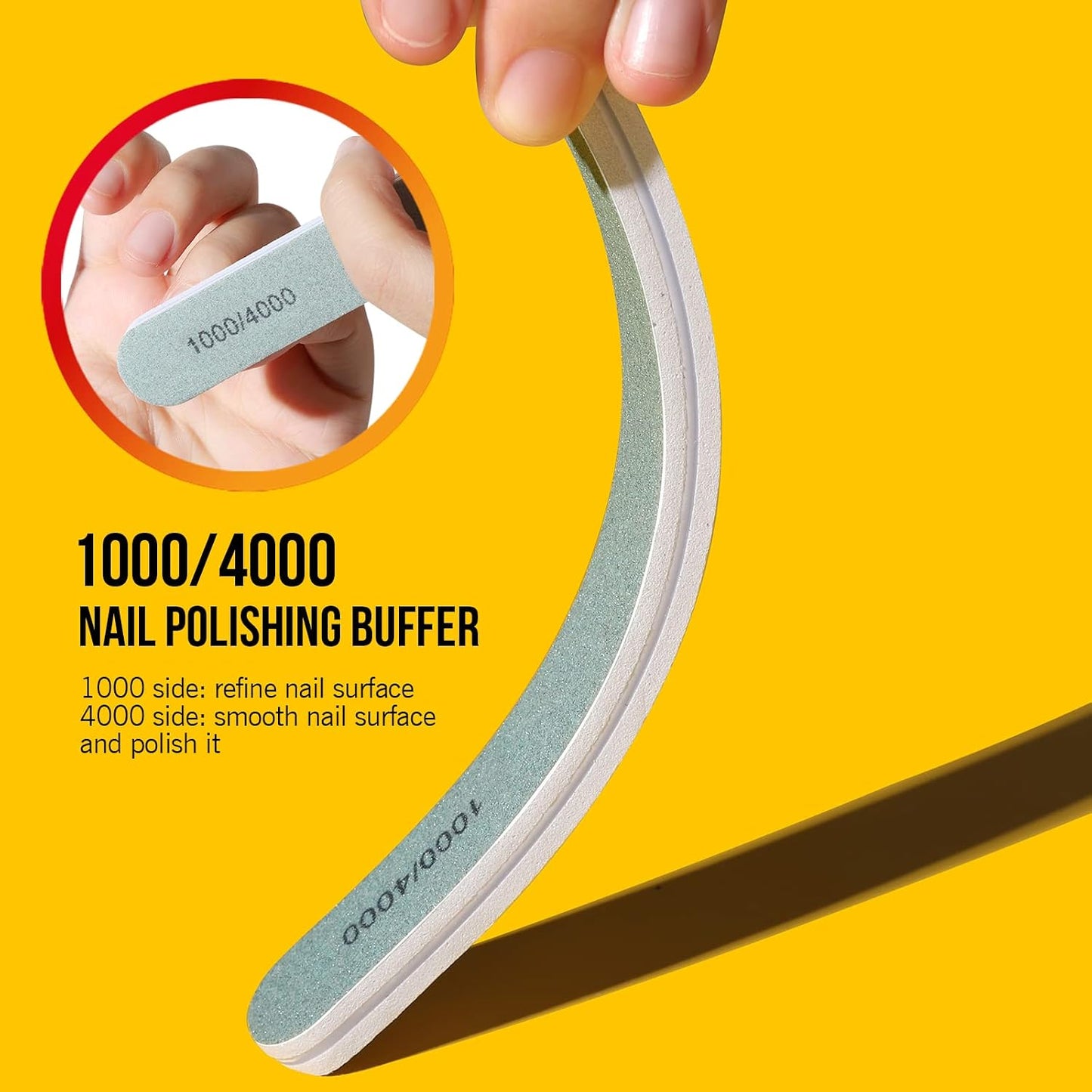 FANDAMEI Nail Buffers and Files - Professional Nail Care Kit with Rectangular Buffer Blocks, 100/180 & 1000/4000 Grit Files