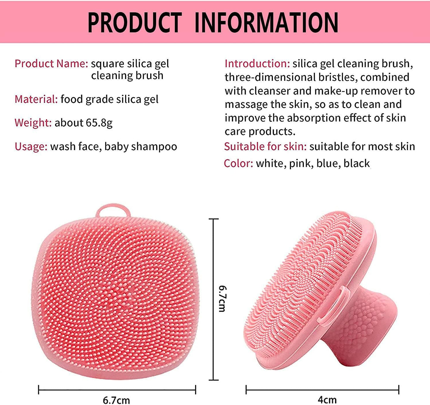 Back Scrubber for Shower & Face Scrubber, 2Pcs Silicone Exfoliating Brush Set with 17In Long Handle, Soft Body & Facial Cleansing Scrubber for Men Women