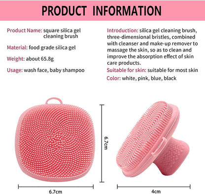 Back Scrubber for Shower & Face Scrubber, 2Pcs Silicone Exfoliating Brush Set with 17In Long Handle, Soft Body & Facial Cleansing Scrubber for Men Women