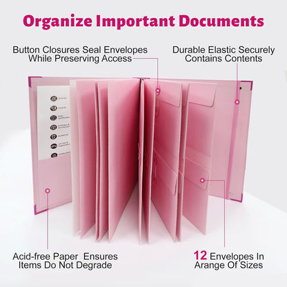 Document Organizer,File Organizer for Paper,Important Documents for Office and School,in Case I Go Missing Binder(Pink,2In Thick)