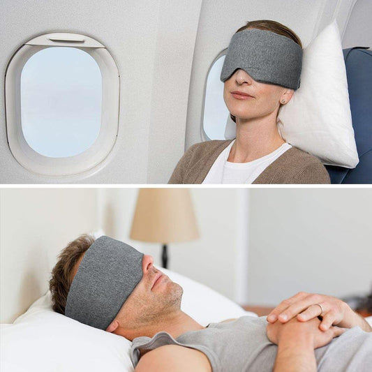 FRESHME Cotton Sleep Eye Mask for Men - Upgrade Design Blackout Side Sleeper Eyes Cover for Night Sleeping, Large Size Wide Soft Travel Airplane Blindfold with Adjustable Velcro Strap for Work Nap