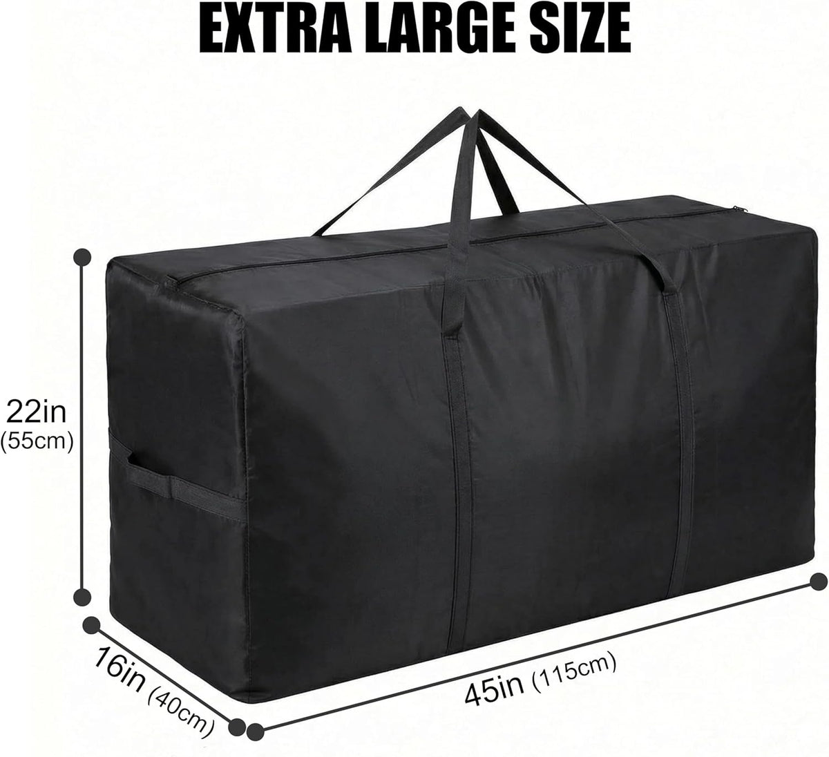 66 Gallon Extra Large Storage Bags, XXL Moving Bags with Zippers & Side Handles, Jumbo Big Storage Totes for Moving & Space-Saving Organization (Black, 66 Gallon)