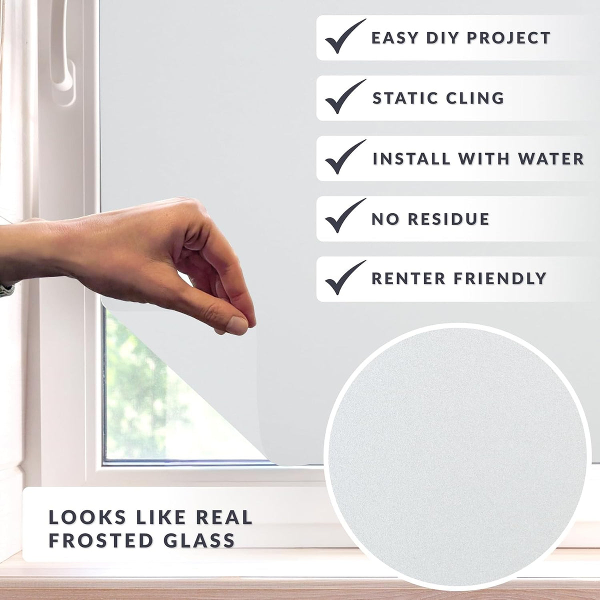 Blackout Light Effects Window Privacy Film by Artscape - Light Blocking Blackout Film, Static Cling, Full Coverage Privacy, Light Control, Helps Create a Calm, Focused Space - 17.72 x 72 Inch