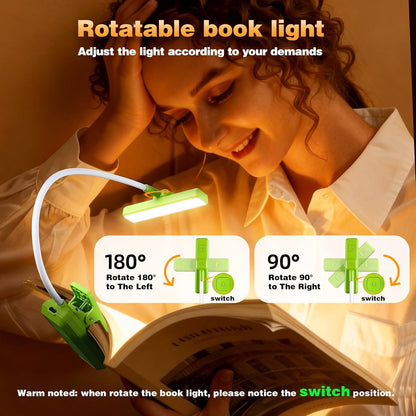 VAVOFO 24 LEDs Rotatable Book Light, Rechargeable Clip Reading Lamp