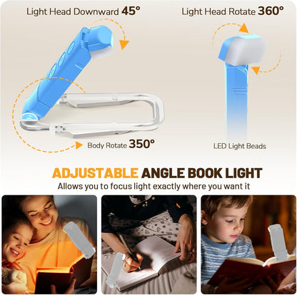 Book Reading Light Rechargeable Clip on Book Lamp with 3 Color Temperatures
