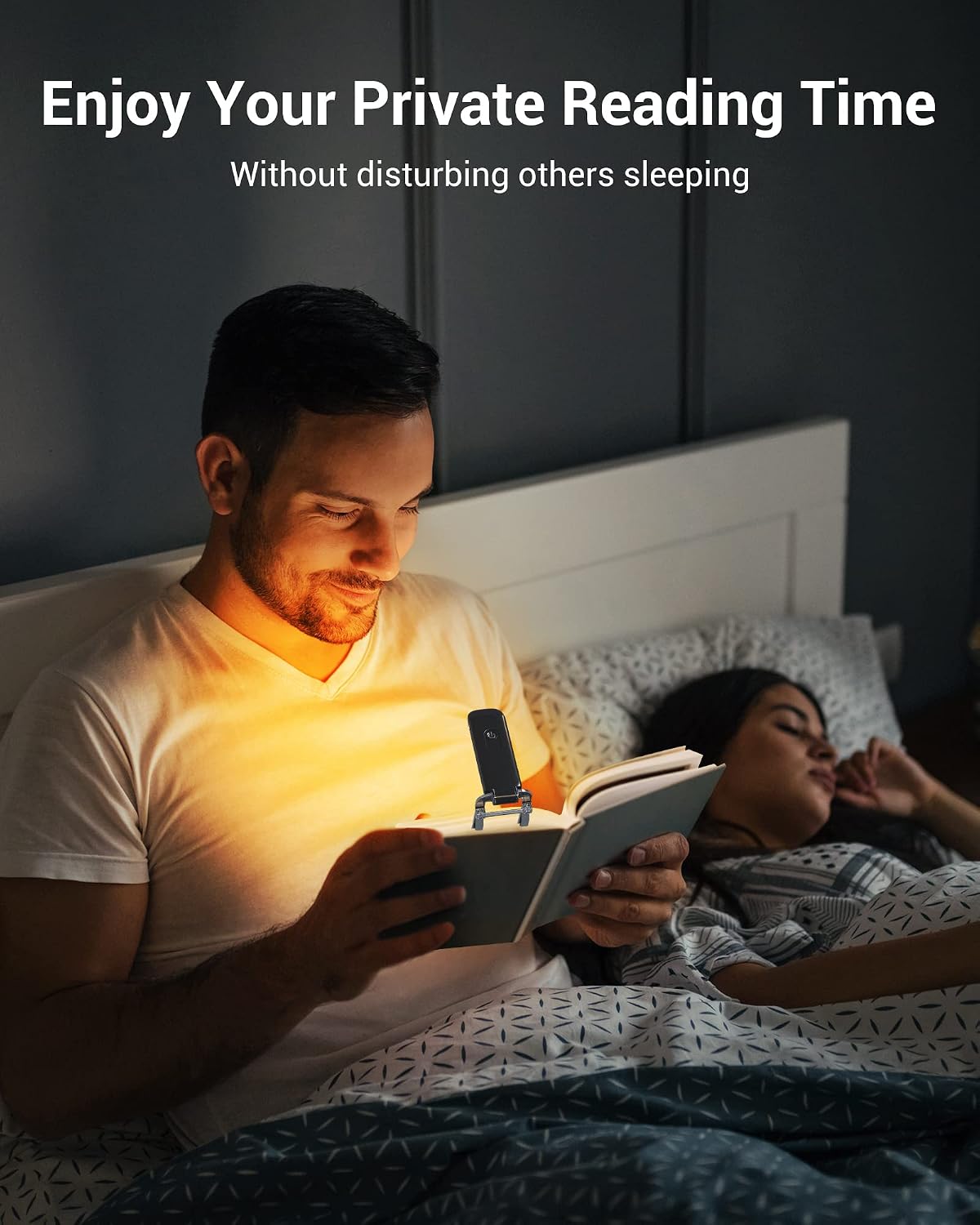 DEWENWILS Book Reading Light, Amber Warm Clip On LED with 3 Adjustable Brightness for Eye Protection, Rechargeable USB, Perfect for Bookworms, Kids (White)
