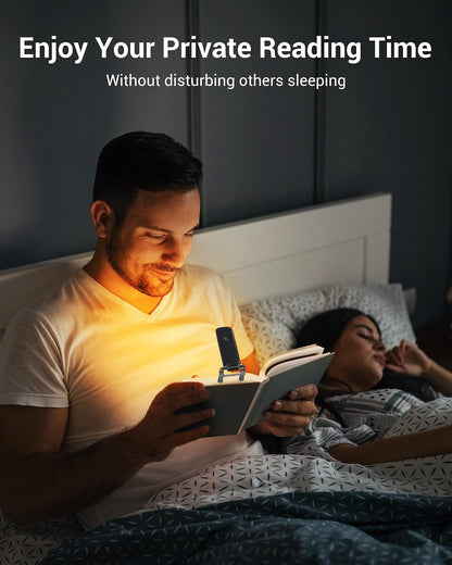 DEWENWILS Book Reading Light, USB Rechargeable Booklight for Reading at Night, LED Clip On Book Lights for Kids, Bookworms, Blue Light Blocking, Amber + Warm White (Green)