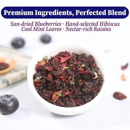 FullChea - Blueberry Tea Bags, 50 Count, Fruit Blend Herbal Tea
