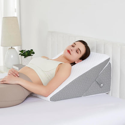 Premium Bed Wedge Pillow - Ergonomic Support for Sleeping, Post-Surgery, Acid Reflux Relief, and More - CertiPUR-US Certified Memory Foam - Removable Cover Included, Triangle, 24" x 22" x 7.5"