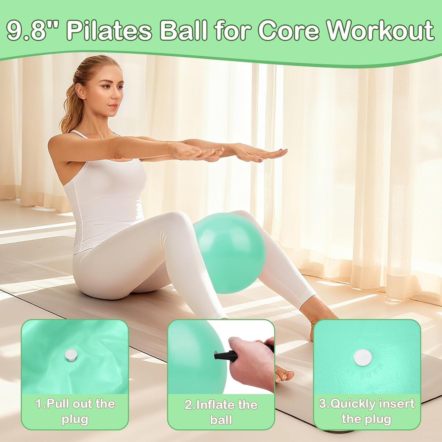 Hoedia Pilates Kit for Women, Pilates Equipment Ring and Ball Set with Resistance Bands, Yoga Strap, Core Sliders, Socks, Bag & Guide for Starter Home Workout Fitness Gym Essentials