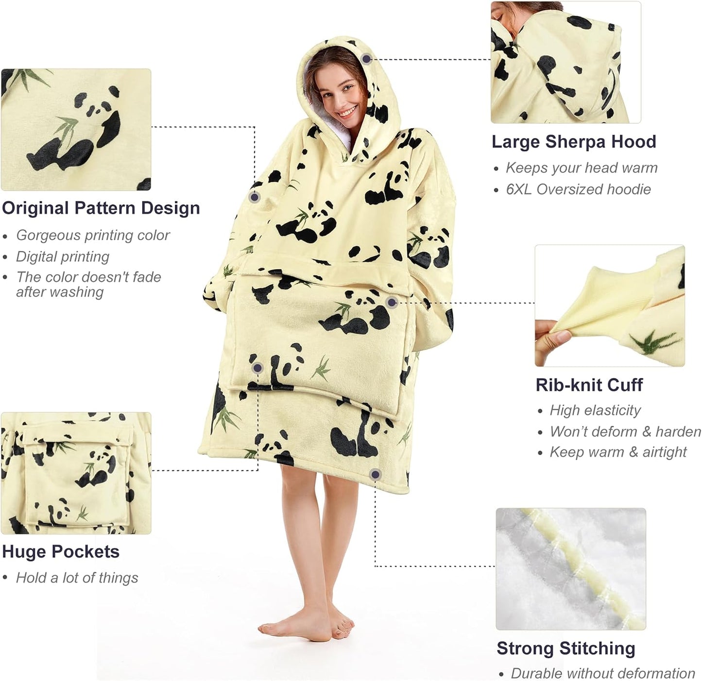 Narecte Cozy Oversized Blanket Hoodie Wearable Blanket Adults Soft Hooded Blanket Hoodie Birthday Gifts for Women Christmas - Colors A