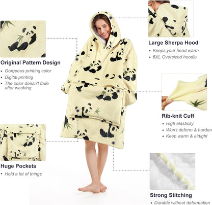 Narecte Cozy Oversized Blanket Hoodie Wearable Blanket Adults Soft Hooded Blanket Hoodie Birthday Gifts for Women Christmas - Colors A