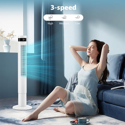 Antarctic Star Tower Fan 85°Oscillating Fan Quiet Cooling 12H Timer Remote Control Bladeless Electric 3 Speeds Wind 3 Modes, 42INCH, PINK