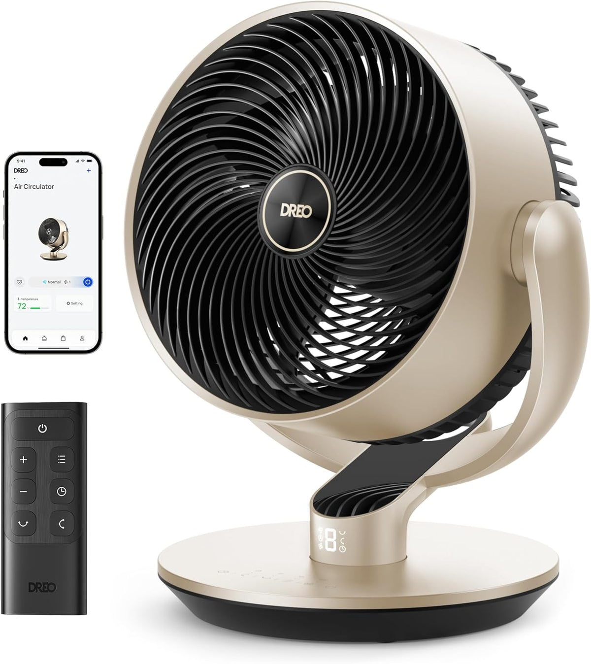 DREO 16 Inch 20dB Quiet Smart Fans for Bedroom, DC Room Fan with Remote, 120°+120° Oscillating Fan, 6 Modes, 9 Speeds, 12H Timer,Works Alexa/Google/WiFi/Voice Control, Silver, Oversize (DR-HAF004S)