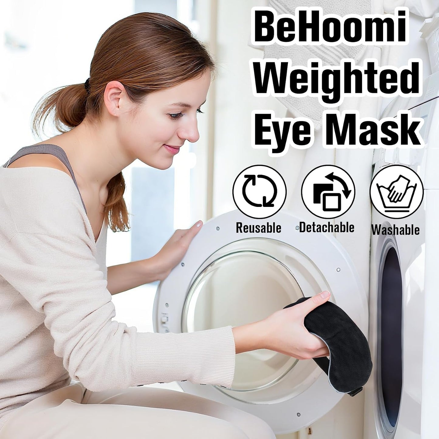 BeHoomi Cooling & Heated Eye Mask, Weighted Eye Mask for Sleeping, Purple