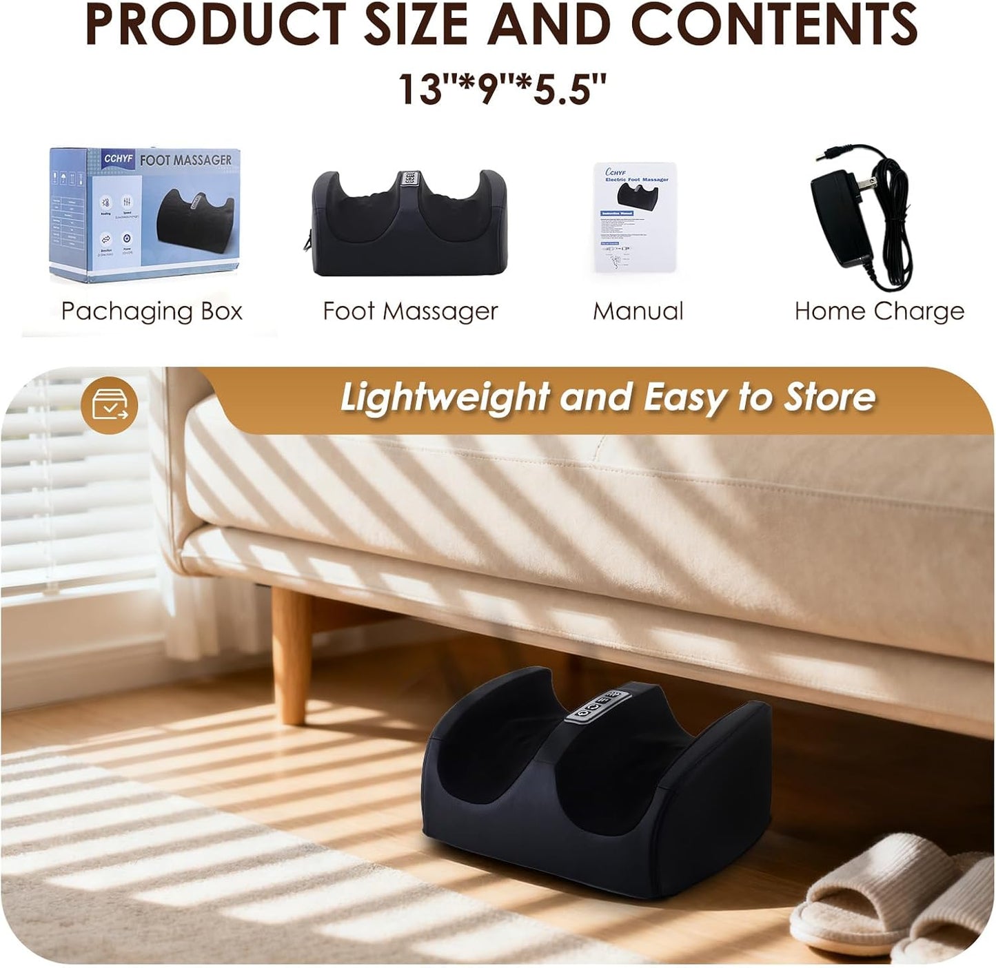 Black Foot Massager with Heat Electric Foot and Calf Massager with Roller Deep Shiatsu Feet Massage for Plantar Fasciitis Neuropathy & Pain Relief Gifts for Women & Men