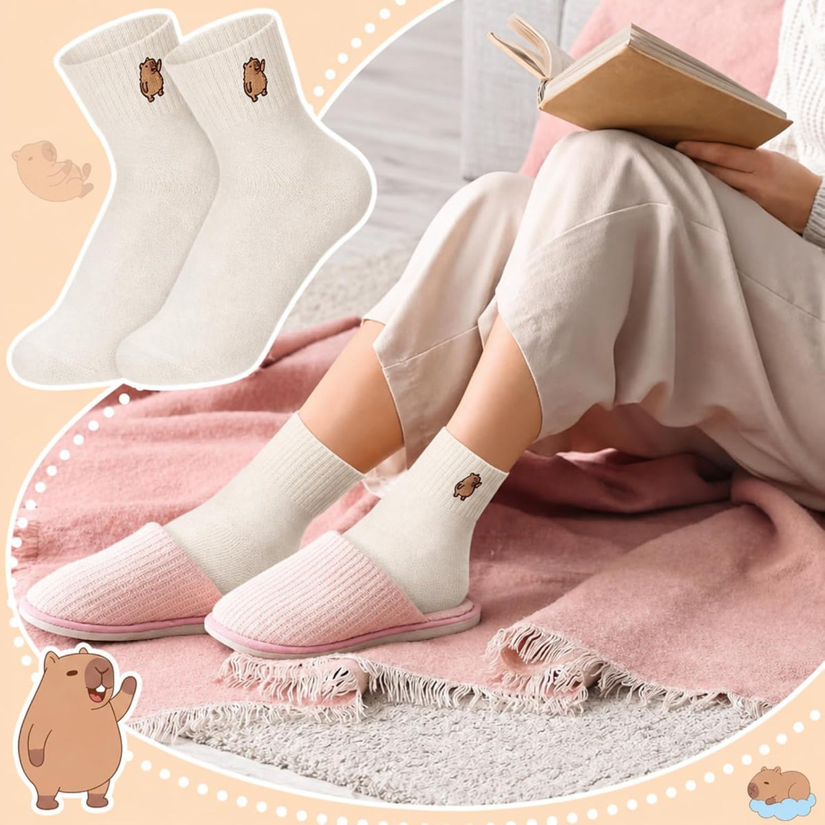 Eurzom 10 Pairs Socks Womens Crew Elastic Ankle Length Cotton Socks Aesthetic Cute Lightweight Low Cut Gifts for Women - Colors A