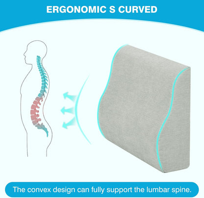 Back Support Pillow for Recliner Dual Layer Lumbar Support Pillow with Gel Memory Foam Ergonomic Orthopedic Couch Lumbar Cushions for Elderly Lower Back Pain Relief Washable Cover Brown
