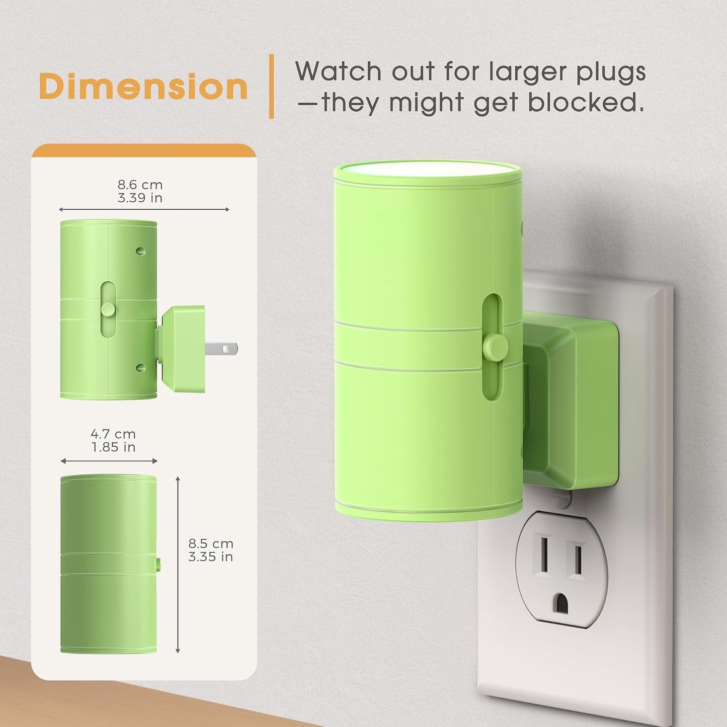 Briignite Night Lights Plug into Wall, Modern LED Night Light Plug in, Dusk to Dawn Sensor,Amber Night Light 0-100LM Adjustable Brightness, Dimmable NightLight for Hallway, Bedroom, Stairway, 2 Pack