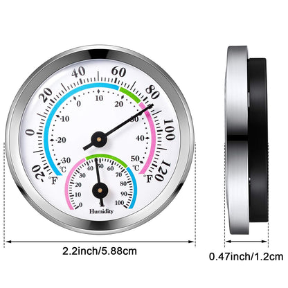 Weewooday 3 Pcs Indoor Outdoor Thermometer 2 in 1 Mini Home Temperature Humidity Hygrometer Monitor Gauge for Home Offices Wall(Silver,2.2 Inch)