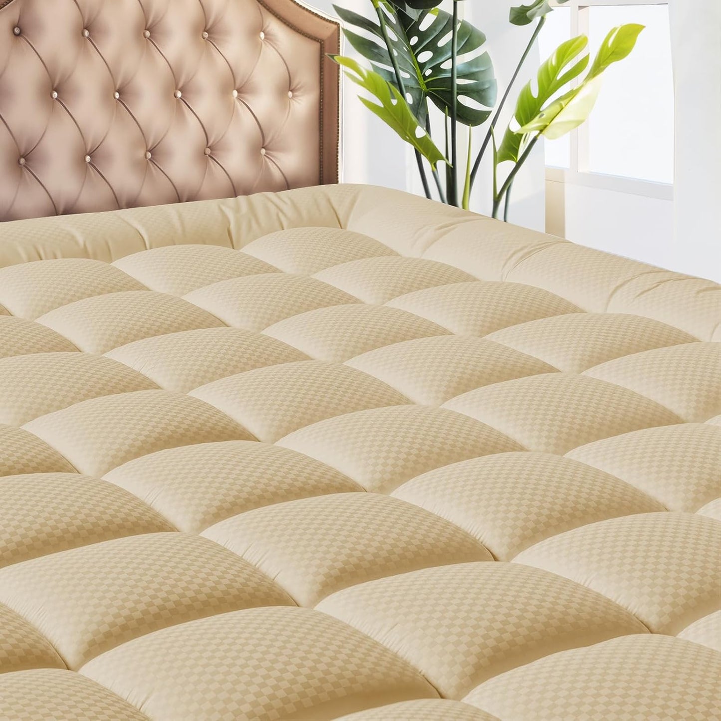 MATBEBY Queen Size Mattress Pad - Cooling Breathable Mattress Topper, Quilted Fitted Mattress Protector, Pillow Top Mattress Cover with 8-21" Deep Pocket, Soft, Machine Washable, White, 60x80 Inches