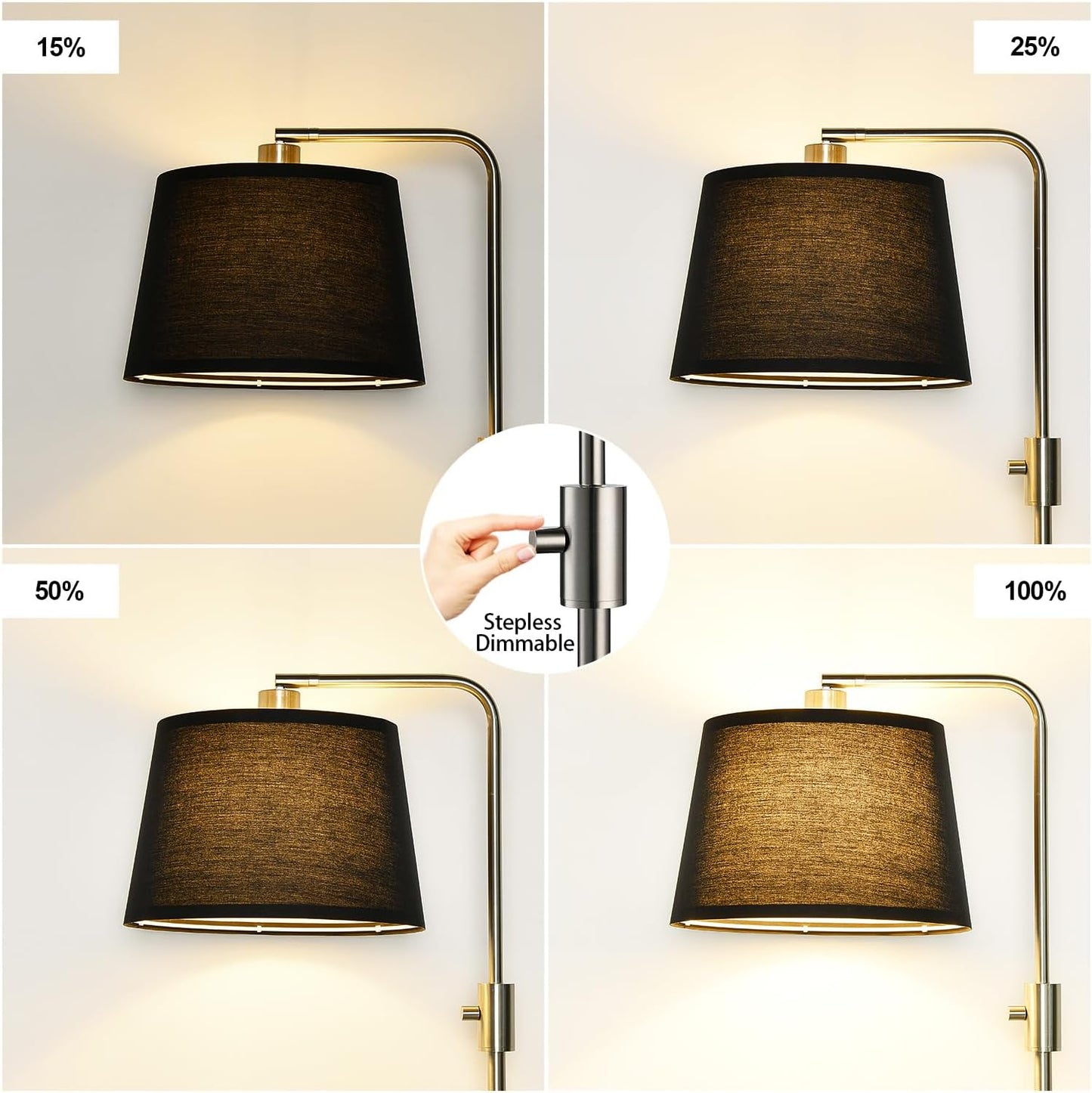 【Upgraded】 Dimmable Floor Lamp, 1000 Lumens LED Edison Bulb Included, Arc Floor Lamps for Living Room Modern Standing Lamp with Linen Shade, Tall Lamp for Bedroom Office Dining Room- Black