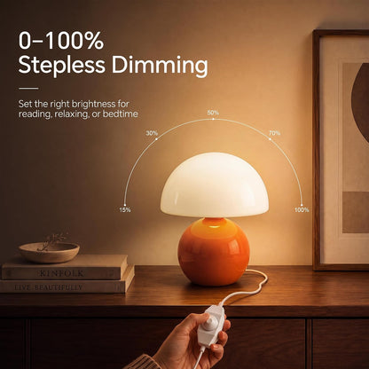 Dawnwake Mushroom Lamp Table Lamp for Bedroom-Small Desk Table Lamps,White