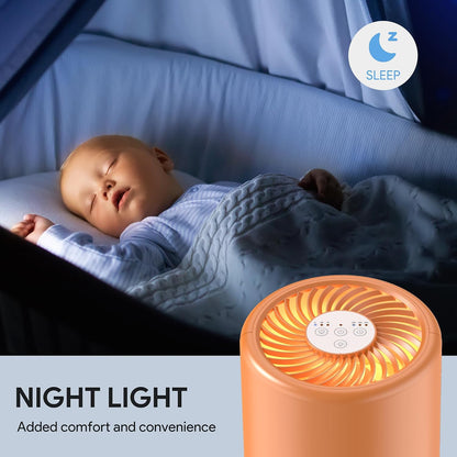 FULMINARE Air Purifiers for Home Bedroom H13 HEPA Air Purifier, 3 Speeds, Timer, 24dB, Small Mini Air Purifier with Night Light, Sage Green
