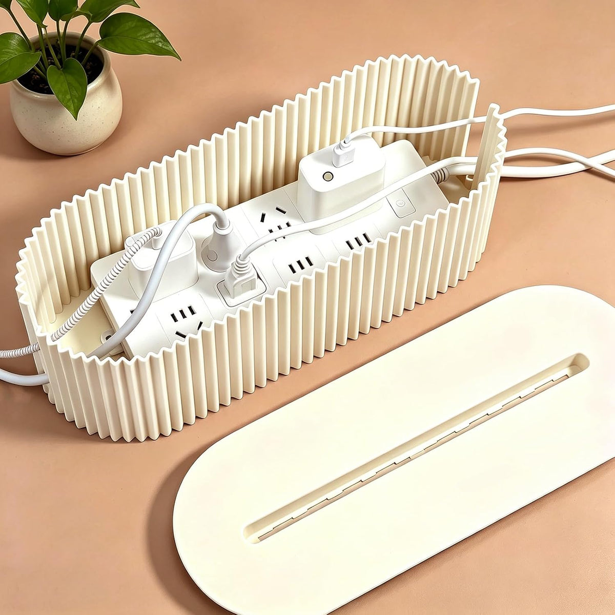 Cable Management Box Cord Organizer Box, Wires Hide Box -Beige
