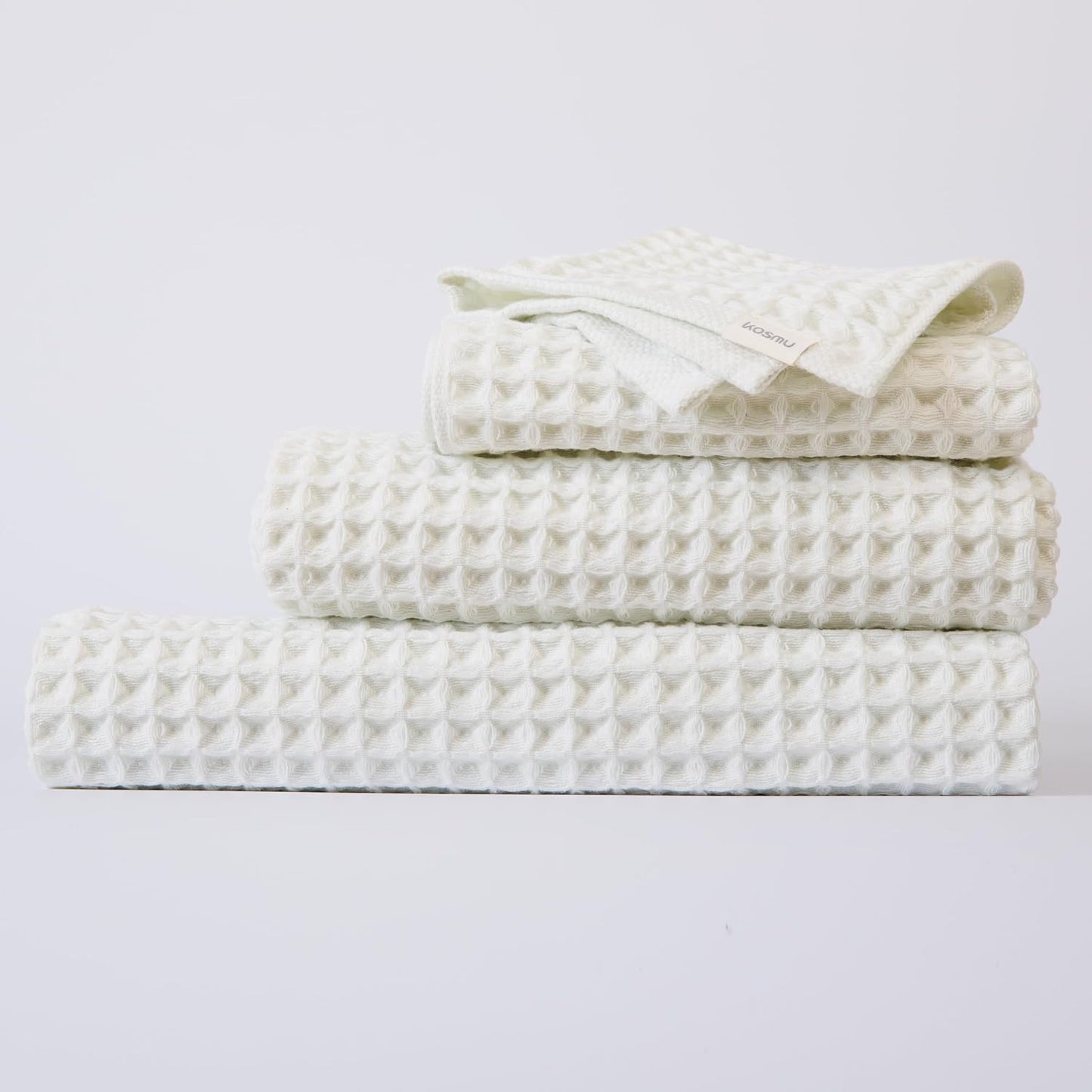 Luxury Organic Japanese Cotton Hair Drying Waffle Towel Wrap for Women | Absorbent, Quick-Dry Head Turban for Shower, Sauna, Spa | Extra Large for Long, Curly, Straight Hair With Button (White, 1 Pc)