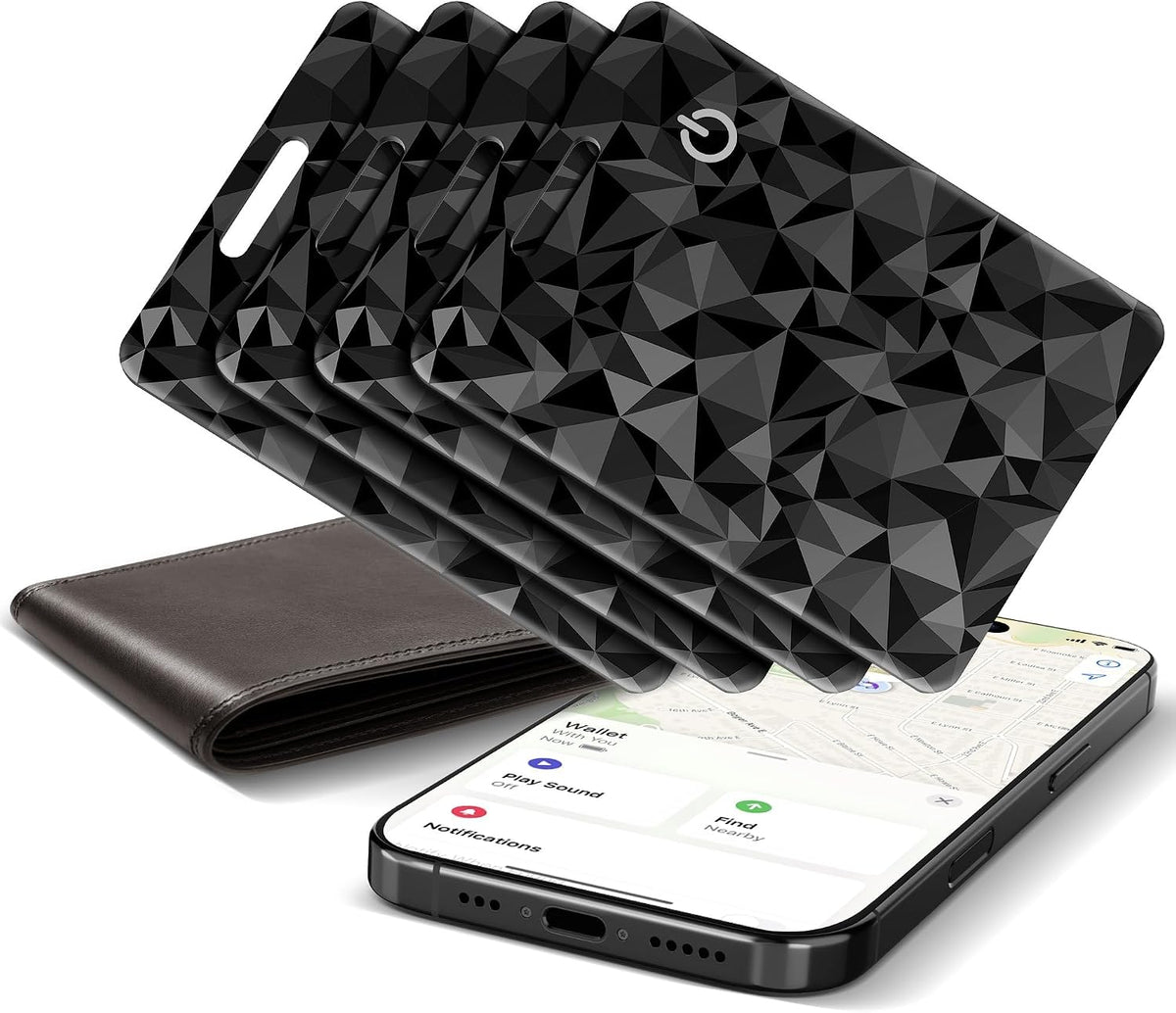 Wallet Tracker Card, Rechargeable, Works with Apple Find My