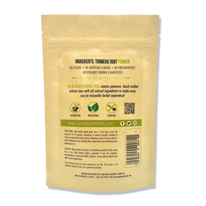 Palm Beach Medicinal Herbs - Turmeric Root Tea - Pure Herbal Tea Series, 30ct