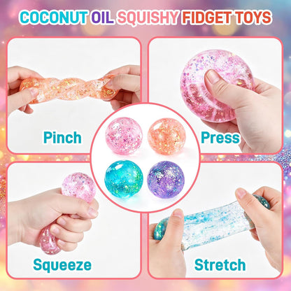Coconut Oil Squishy, Coconut Oil Slow Rising Squeeze Stress Ball Clear Jelly Bubblegum Texture Coconut Oil Squishy Toy (Blue)