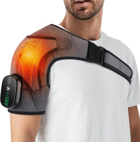 Cordless Shoulder Massager with Heat and Vibration, 3 Heat & 3 Vibration