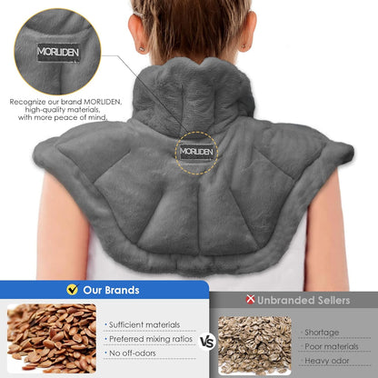MORLIDEN Microwavable Heated Neck Wrap Warmer and Shoulder Weighted Heating Pad Microwave for Hot and Cold Compress - Dark Gray