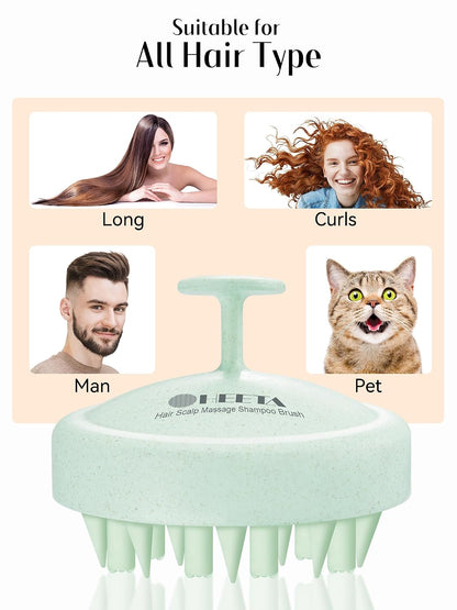 HEETA Hair Scalp Massager for Hair Growth, Shampoo Brush, Scalp Scrubber Exfoliator with Soft Silicone Bristles for Dandruff Removal to Relieve Stress, Wet Dry Use Updated Material, Beige