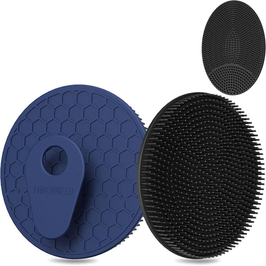 INNERNEED Food-Grade Soft Silicone Body Scrubber Shower Brush Handheld Cleansing Skin Brush, Gentle Exfoliating and Lather Well (Dark Green)