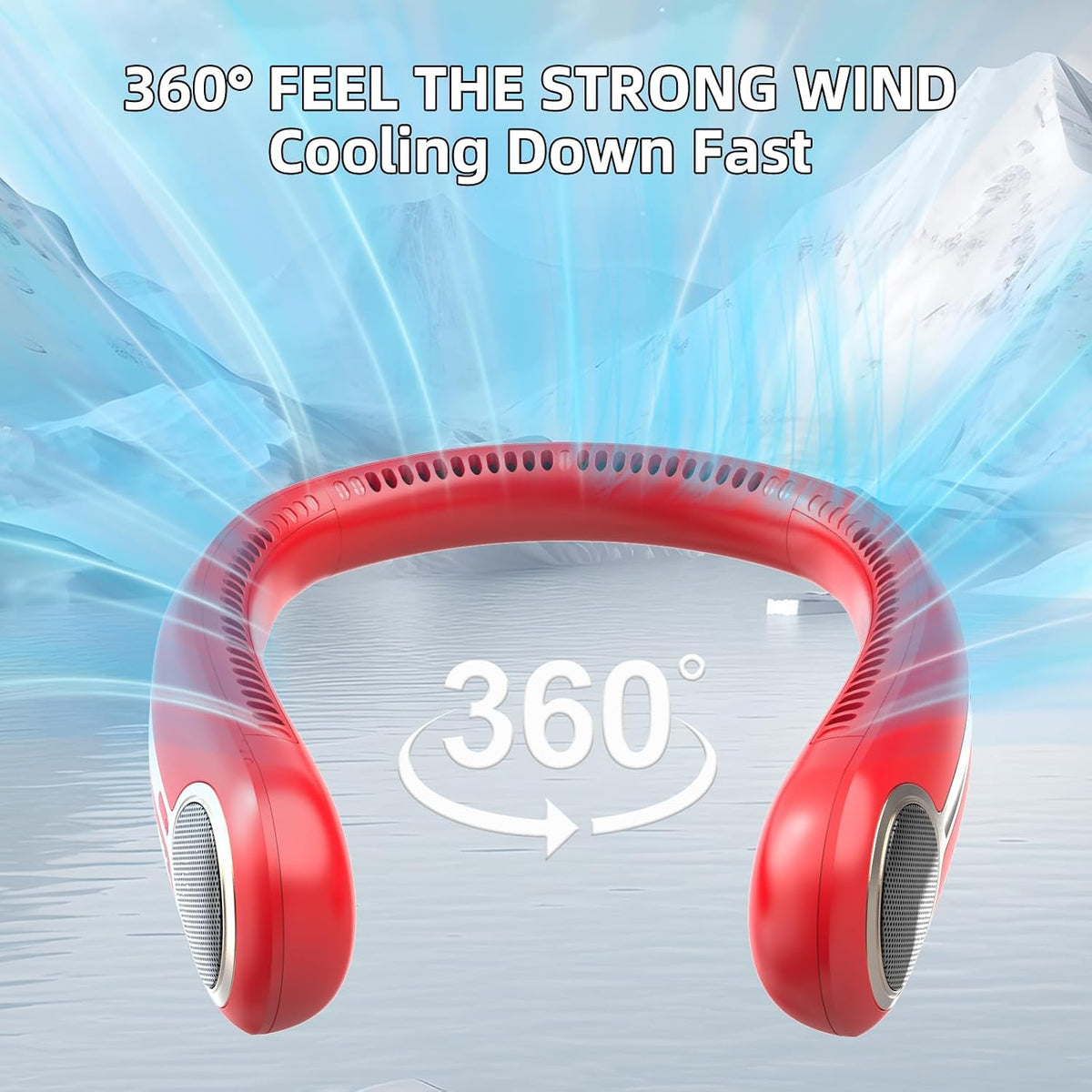 Portable Neck Fan, Personal Wearable Bladeless Fan, 6000mAh USB Rechargeable, 360° Airflow, LED Display, 4-Speeds, Hands Free Fan for Outdoor Indoor, Birthday Gifts for Men Women Dad Mom (Black)