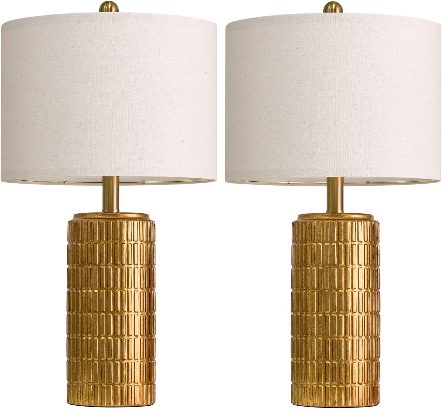 PoKat 23" Modern Ceramic Table Lamp Set of 2 for Living Room White Desk Lamps for Bedroom Farmhouse Bedside Nightstand Lamp House Warming Gifts New Home Decor End Table Lamps Gifts for Women Mom Beige